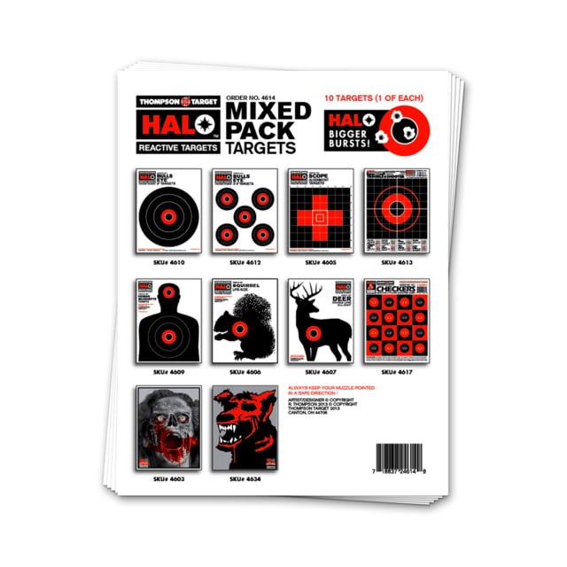 Thompson Target HALO Mix Pack Reactive Splatter Targets 8.5x11 20 Pack Black/Red Small - Thompson Target