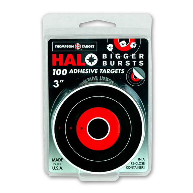 Thompson Target HALO Stick-Um-Up 3in Adhesive Reactive Targets In Re-Close Container 100 Pack Black/Red Extra Small - Thompson Target