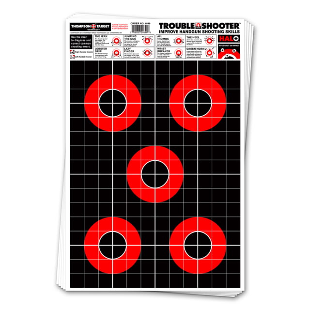 Thompson Target HALO Trouble-Shooter Diagnostic Reactive Splatter Targets 12.5x19 10 Pack Black/Red Large - Thompson Target