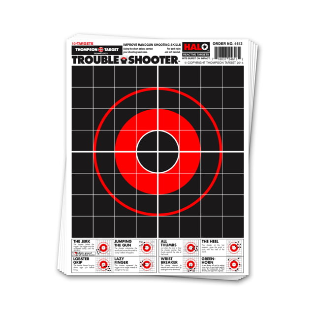 Thompson Target HALO Trouble Shooter Diagnostic Reactive Splatter Targets 8.5x11 20 Pack Black/Red Small - Thompson Target