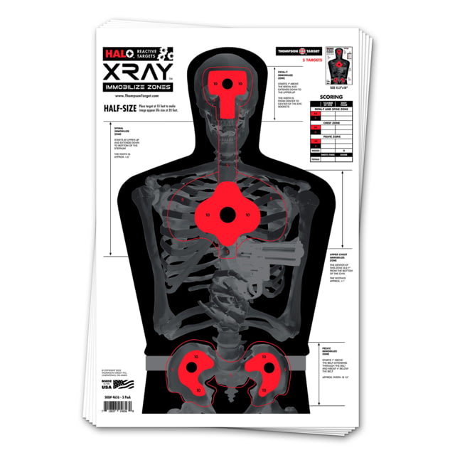 Thompson Target HALO X-Ray Immobilize Zones Reactive Splatter Targets 12.5x19 50 Pack Black/Red Large - Thompson Target