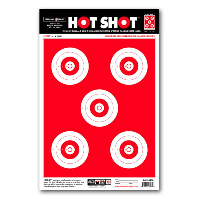 Thompson Target Hot Shot 12.5x19 Paper Shooting Targets 100 Pack Red Large - Thompson Target