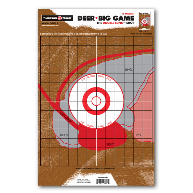 Thompson Target Life-Size Deer Vitals Paper Hunting Targets 12.5x19 30 Pack Brown Large - Thompson Target