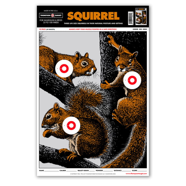 Thompson Target Life-Size Squirrel 12.5x19 Paper Hunting Targets 30 Pack Brown Large - Thompson Target