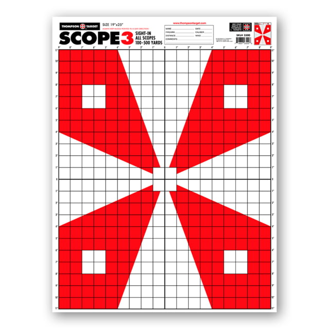 Thompson Target Scope 3 Paper Alignment Sight-In Shooting Targets 19x25 20 Pack Red Extra Large - Thompson Target