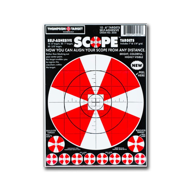 Thompson Target Scope Alignment 6.5x9in Adhesive Peel & Stick Targets 30 Pack Red XS - Thompson Target