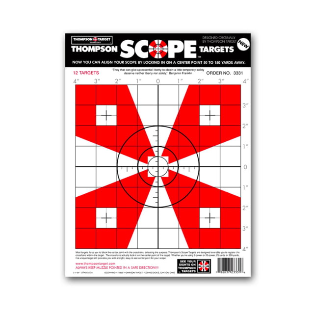 Thompson Target Scope Alignment/Sight-In 9x12 Paper Shooting Targets 50 Pack Red Small 50 - Thompson Target