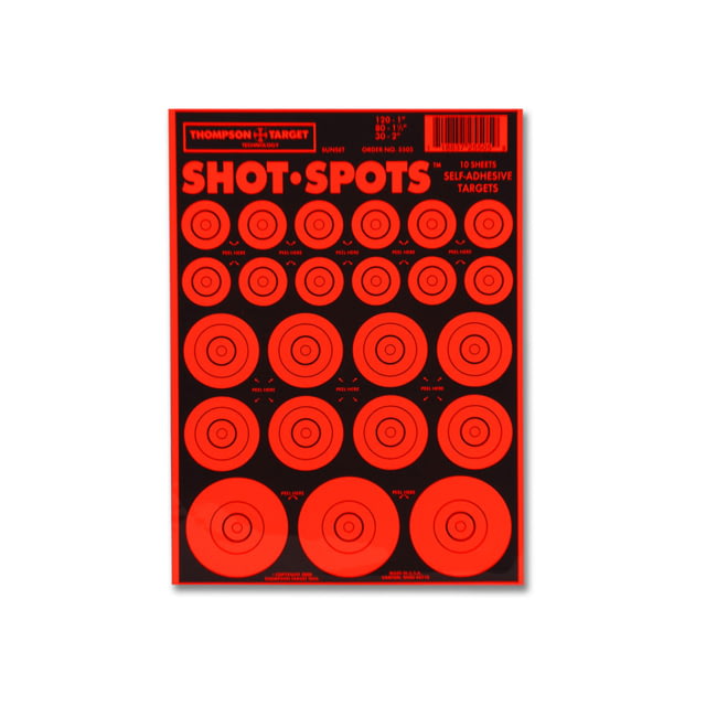 Thompson Target Shot Spots Orange 6.5x9in Adhesive Target Paster Bullseyes 30 Pack Orange XS - Thompson Target
