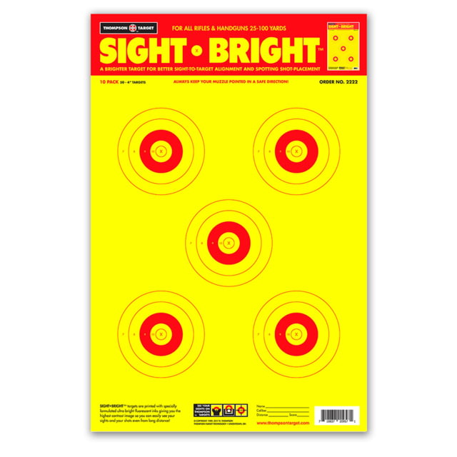 Thompson Target Sight Bright Ultra Bright Paper Shooting Targets 12.5x19 30 Pack Yellow Large - Thompson Target