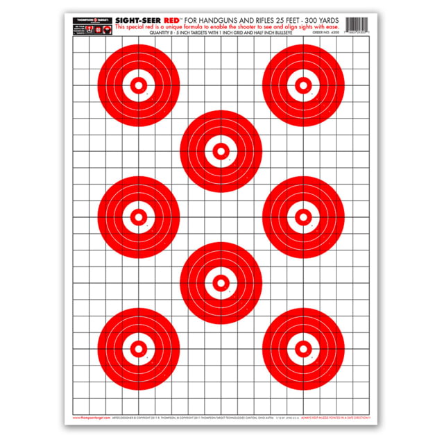 Thompson Target Sight Seer Paper Bullseye Shooting Targets 19x25 20 Pack Red Extra Large - Thompson Target