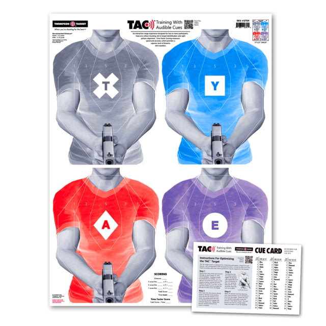 Thompson Target TAC Target Training W/Audible Cues 19x25 Shooting Targets 100 Pack and Cue Card Multi Extra Large - Thompson Target