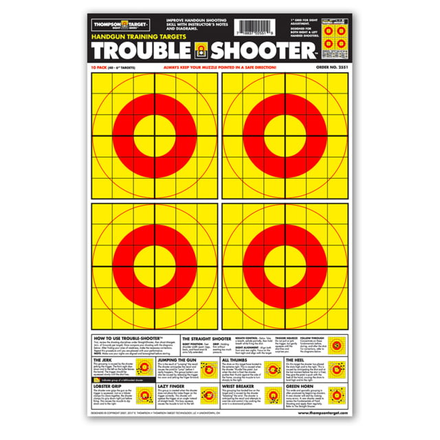 Thompson Target Trouble-Shooter Handgun Diagnostic 12.5x19 Paper Shooting Targets 30 Pack Yellow Large - Thompson Target