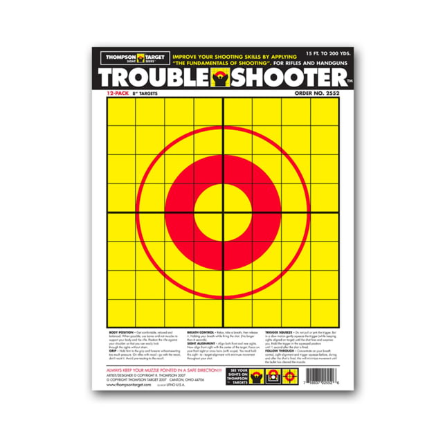 Thompson Target Trouble Shooter Targets Paper Handgun Diagnostic 9x12 50 Pack Yellow Small 50 - Thompson Target