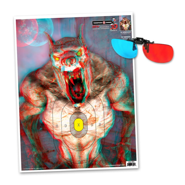 Thompson Target Werewolf 3D Paper Shooting Targets 19x25 w/3D Glasses 10 Pack Multi Extra Large - Thompson Target