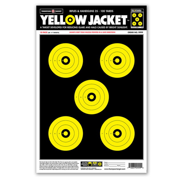 Thompson Target Yellow Jacket 12.5x19 Paper Shooting Targets 100 Pack Yellow Large - Thompson Target