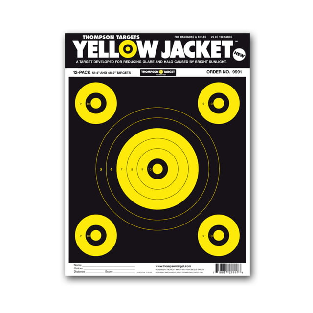 Thompson Target Yellow Jacket 9x12 Paper Shooting Targets 50 Pack Yellow Small 50 - Thompson Target