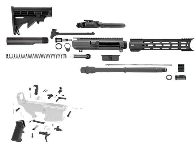 Tiger Rock .308 AR-10 Rifle Build Kit Hybrid 17in 16in Barrel Heavy Mid 1x10 5/8x24 12in M-Lok Handguard Compensator Nitride Anodized Black - Tiger Rock
