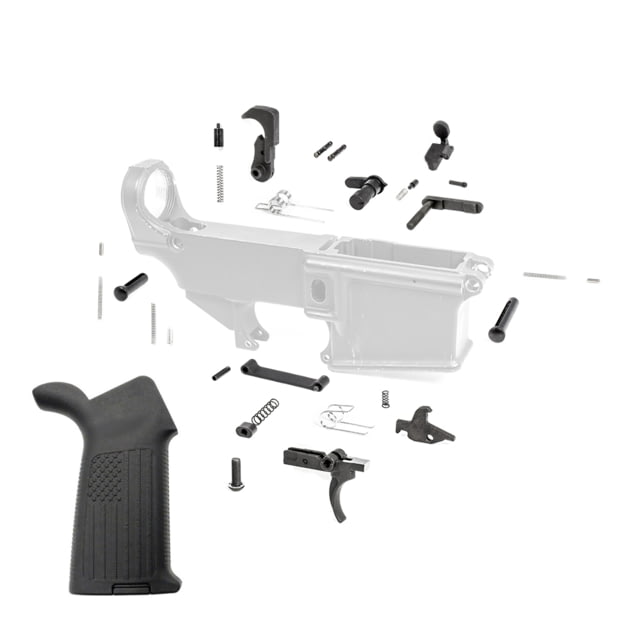 Tiger Rock AR-10/LR-308 w/ Flag Grip Lower Parts Kit Black Small - Tiger Rock