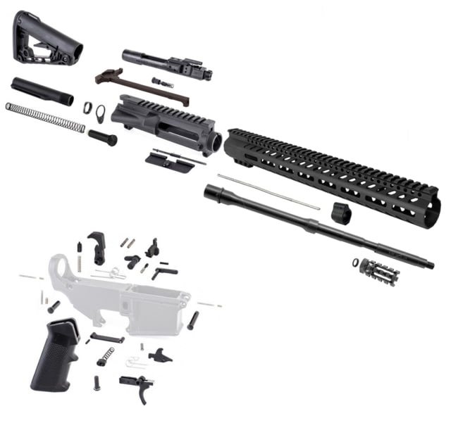 Tiger Rock AR-15 Barrel BCG LPK and Rogers Stock 5.56mm 17in 16in Barrel M4 A2/Gov Carbine 1x8 1/2x28 15in M-Lok Handguard Brake Nitride Anodized - Tiger Rock