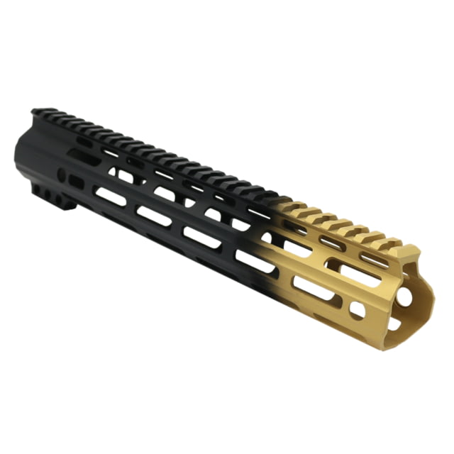 Tiger Rock AR-15 Angle Cut Clamp On M-Lok 12in Handguard Black Base Cerakote Gradient Gold Medium - Tiger Rock