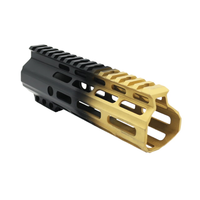 Tiger Rock AR-15 Angle Cut Clamp On M-Lok 7in Handguard Black Base Cerakote Gradient Gold Medium - Tiger Rock