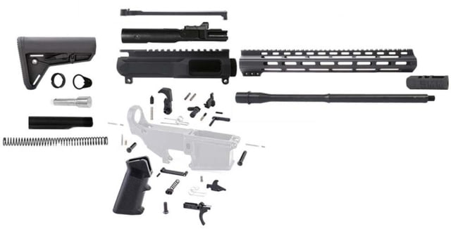Tiger Rock AR Build Kit BCG LPK and Magpul SL Kit 9mm Caliber 11in 16in Barrel Straight 1x10 Twist 1/2x36 Thread 15in M-Lok Handguard Compensator - Tiger Rock