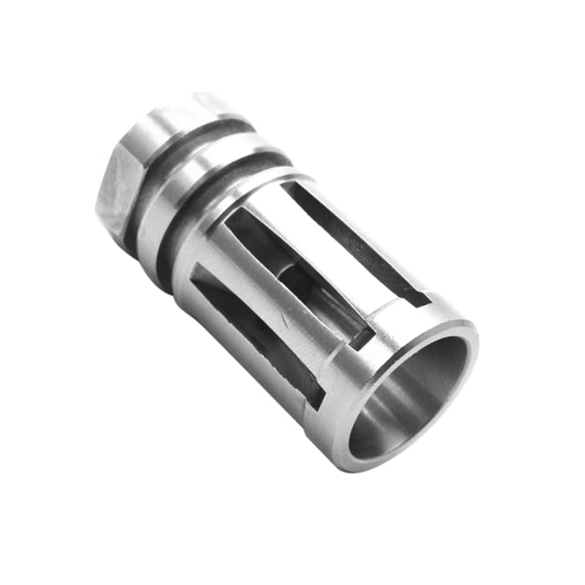 Tiger Rock Muzzle Brake 1/2x36 Pitch AR 9mm Stainless Steel 5 Ports Silver Small - Tiger Rock