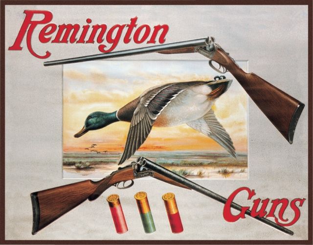 Tin Signs Remington Sign 2 Shotguns and Ducks TSN