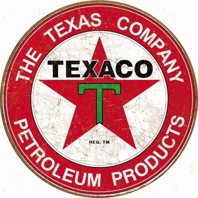 Tin Signs Texaco Filling Station 11.75in Diameter Reproduced From Authentic Vintage Advertising Rich Vibrant Colors And Heavy Embossing Make These