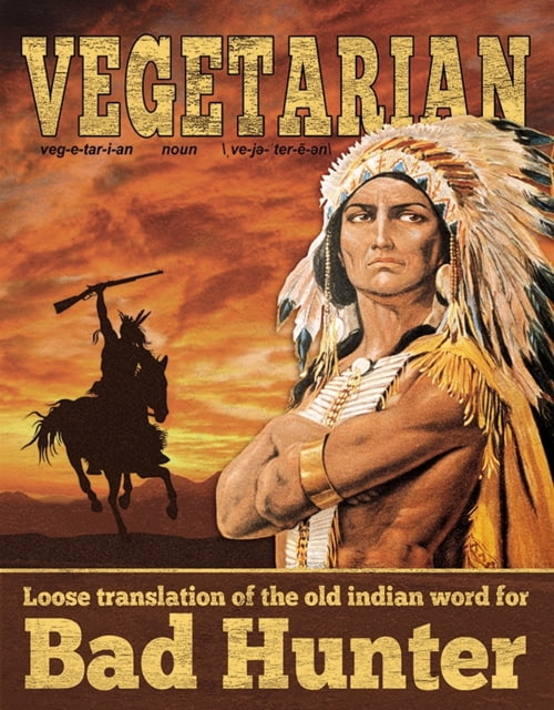 Tin Signs Vegetarian Translation Sign Nostalgic Embossed Tin Sign 12.5in X 16in