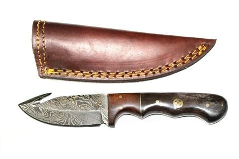 Titan Damascus Steel Gut Hook Skinning Knife 4in TD-176 - Titan International Knives