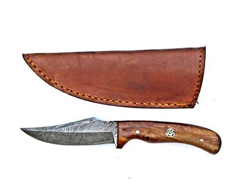 Titan Damascus Steel Fixed Blade Skinning Knife Old Timer Sharp Finger Size Rosewood Grip 3.3in TD-177 - Titan International Knives