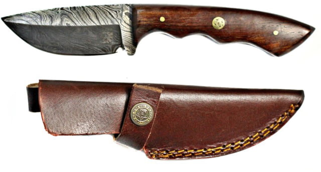Titan Hand Forged Knife Damascus Knife Drop-Style Blade Black Walnut Scales Hunting Knife by Titan TD-181 4.3in - Titan International Knives