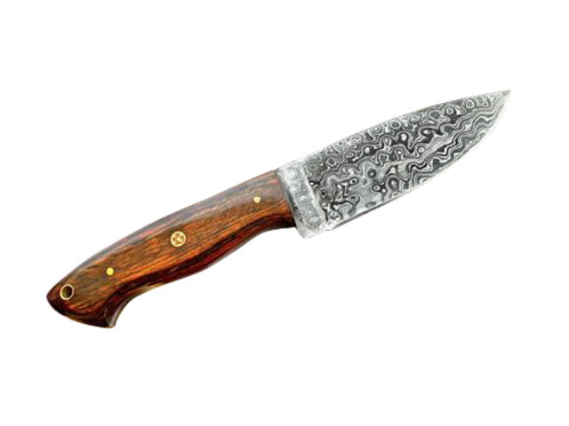 Titan International Knives Damascus 10in Custom Handmade Forged Damascus Steel Hunting Bowie Knife Fixed Blade Diamond Wood Handle w/ Leather Sheath - Titan International Knives