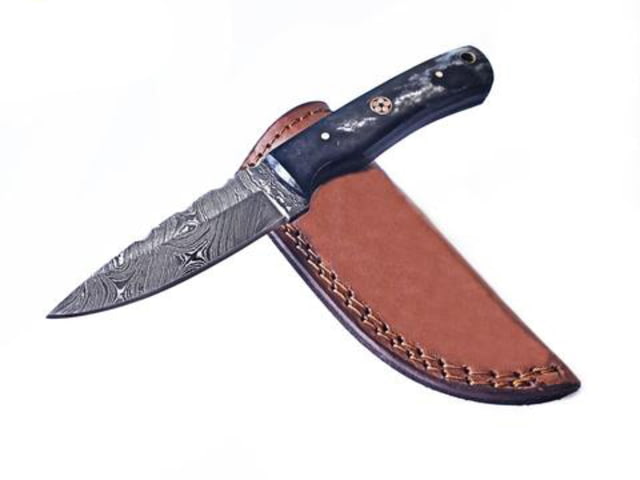 Titan International Knives Damascus Dyed Bone Handle Fixed Blade Hunting Knife 8 inch - Titan International Knives