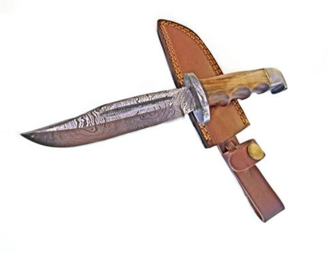 Titan International Knives Damascus Full Tang Fixed Blade Hunting Knife 8 inch - Titan International Knives
