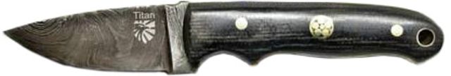 Titan International Knives Damascus Steel Drop Point Knife Mini Everyday Carry - Micarta Grip 3.1in Blade Micarta Handle 6in - Titan International Knives