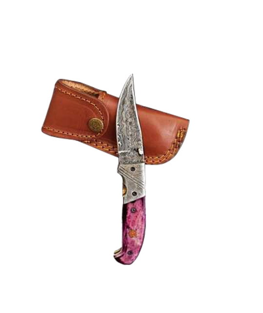 Titan International Knives Damascus Titan Classico Viola-Raindrop Folding Knife 4.5 inch - Titan International Knives