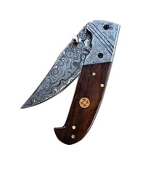 Titan International Knives Damasucs  EDC Steel Folding Knife 4.5 inch - Titan International Knives