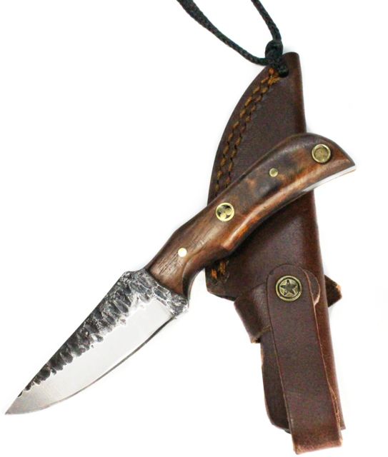 Titan International Knives E3 Carbon 1080 Neck Knife With Forged Scales Mini Old Timer - Mini Sharp Finger - Rosewood Grip 3.1in Blade 6in Overall - Titan International Knives