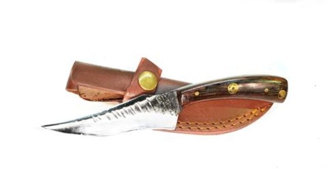 Titan International Knives Fixed Blade Knife 4in Carbon Steel Trailing Point RoseWood - Titan International Knives