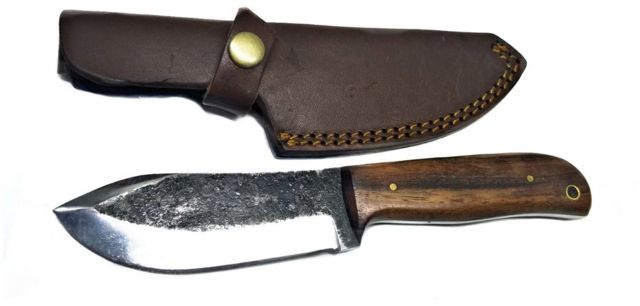 Titan International Knives Hand Forged Custom Carbon Forged 4in Blade - Puma Skinner Rose Wood Handle 8in Overall - Titan International Knives