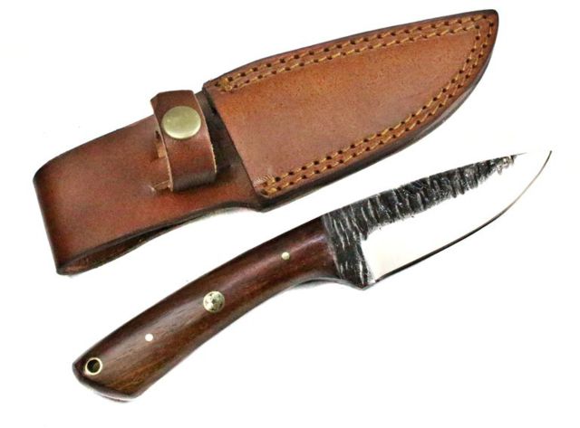 Titan International Knives Hand Forged Hunting/Utility Knife w/ Custom Carbon 4in Blade Rose Wood Handle 7.4in Overall - Titan International Knives