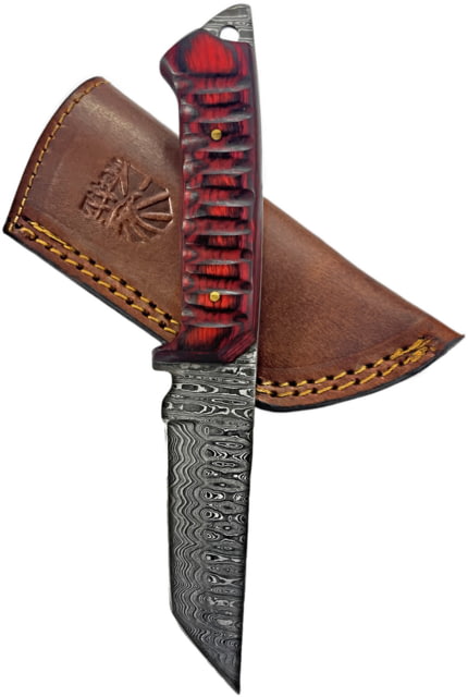 Titan International Knives Titan Diver Utility Fixed Blade Knives 4in Damascus Steel Tanto Cherrywood Handle - Titan International Knives