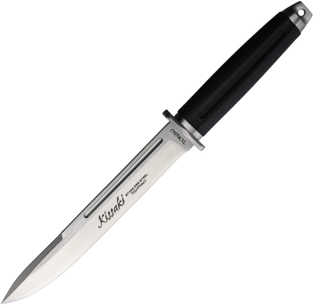 Tokisu Kiuaki Fixed Blade Knife 12.75in Overall 7.5in Satin 7Cr17MoV Stainless Steel Blade Black Rubber HandleBlack Synthetic Belt Sheath - Tokisu