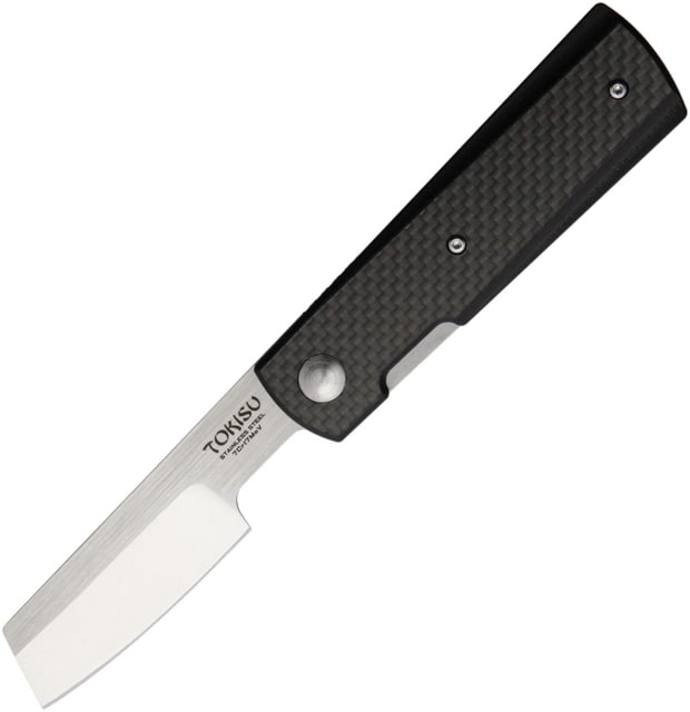 Tokisu Tactical Linerlock Folding Knife 3.25" satin finish 7Cr17MoV stainless blade Black G10 handle with carbon fiber onlay - Tokisu