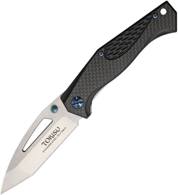 Tokisu Tactical Linerlock Folding Knife 3.5" satin finish 7Cr17MoV stainless blade Black G10 handle with carbon fiber onlay - Tokisu
