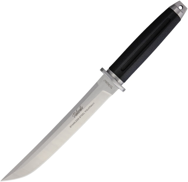Tokisu Takeda Tactical Fixed Blade Knife 7.5" satin finish 7Cr17MoV stainless blade Black rubber handle - Tokisu