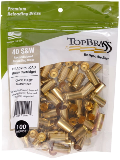 Top Brass 40 S&W Reconditioned Rifle Brass 100 Count Pouch - Top Brass
