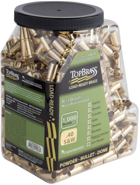 Top Brass 40 S&W Reconditioned Rifle Brass 1000 Count Jug - Top Brass